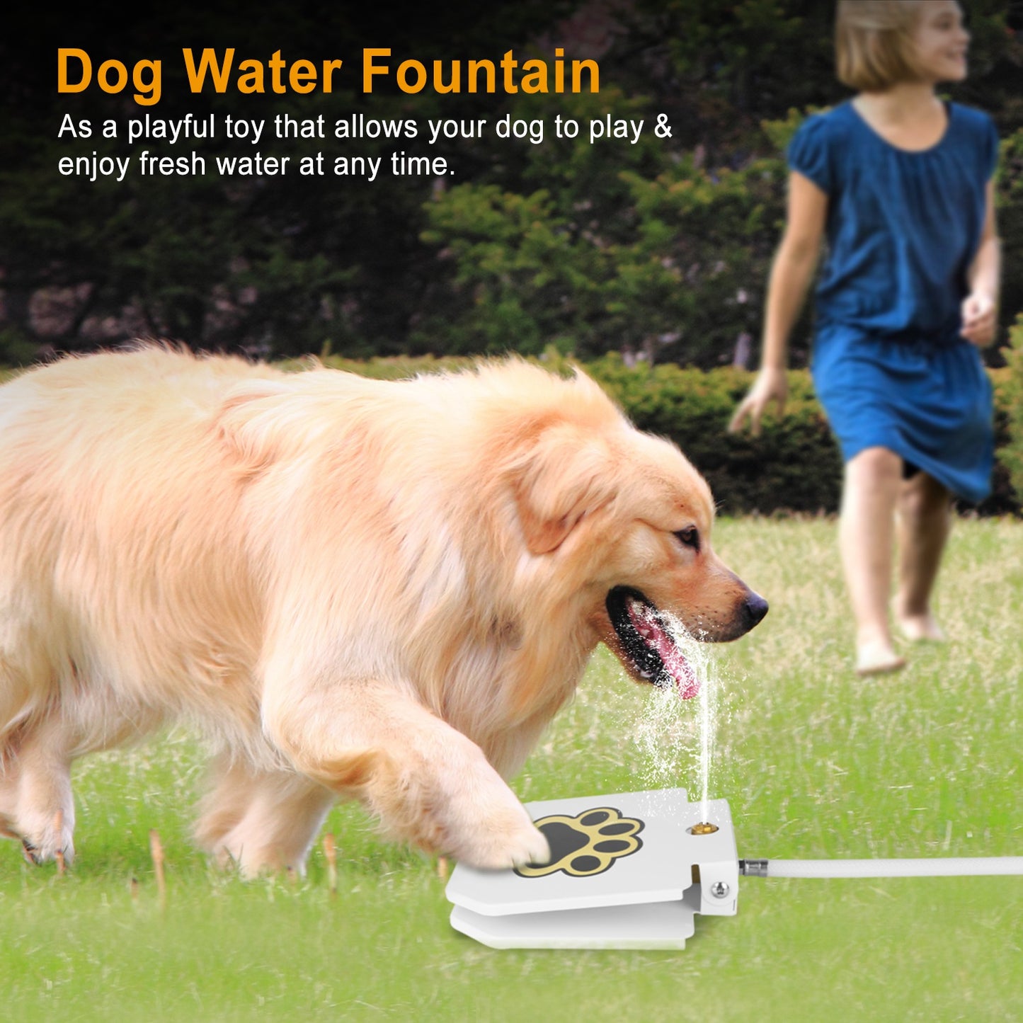 1Pc Dog Water Fountain Outdoor Dog Pet Water Dispenser Step-on Activated Sprinkler With Interactive Paw Pedal Valve For Drinking Water