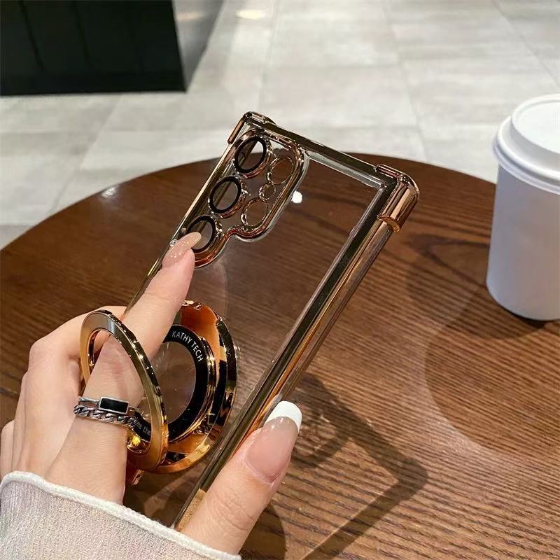 Suitable for Samsung S25 Ultra Phone Case with Air Cushion Shockproof Space Shell Magnetic Mount Bracket Note 20 Hard Case A55