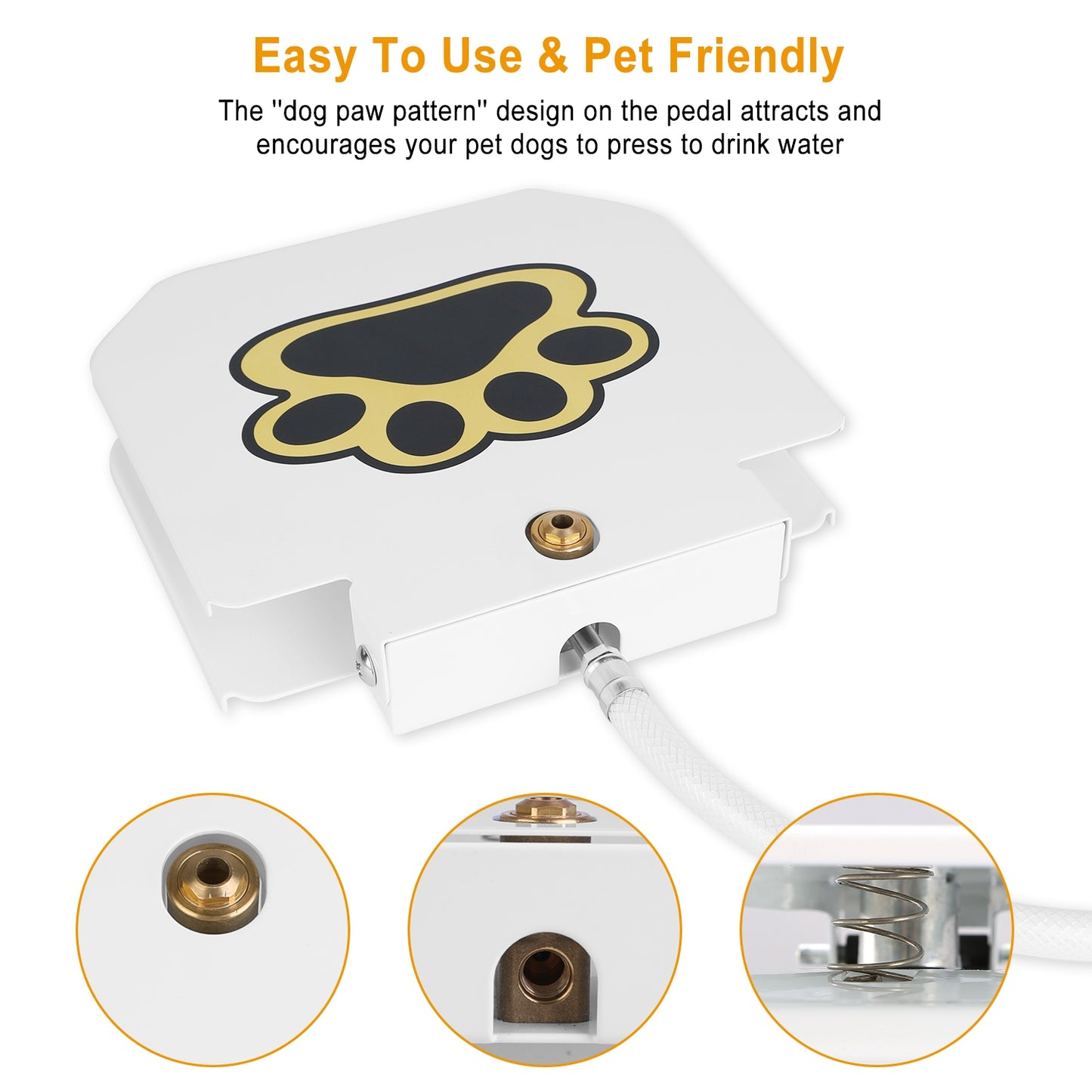 1Pc Dog Water Fountain Outdoor Dog Pet Water Dispenser Step-on Activated Sprinkler With Interactive Paw Pedal Valve For Drinking Water