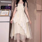 Gentle Princess Long Dress, Fairy-like Flowing Sweet Strap Irregular Pleated Dress for Women Summer