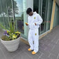 Embroidered Hooded Sweatshirt and Pants Set, Streetwear Fashion Casual Athletic Outfit
