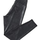 Navy Blue Crossed Dip Waist Sleek Leather Leggings