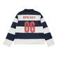 Casual Printed Long Sleeve Polo Collar Hoodie with Patchwork Design