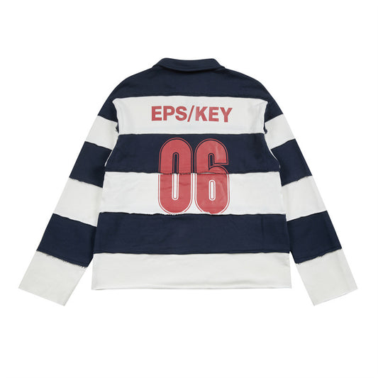 Casual Printed Long Sleeve Polo Collar Hoodie with Patchwork Design