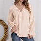 Spring and Autumn Fashion Commuter Shirt for Women, Lotus Sleeve, Long Sleeve, V-Neck, Loose Fit, Belted Top