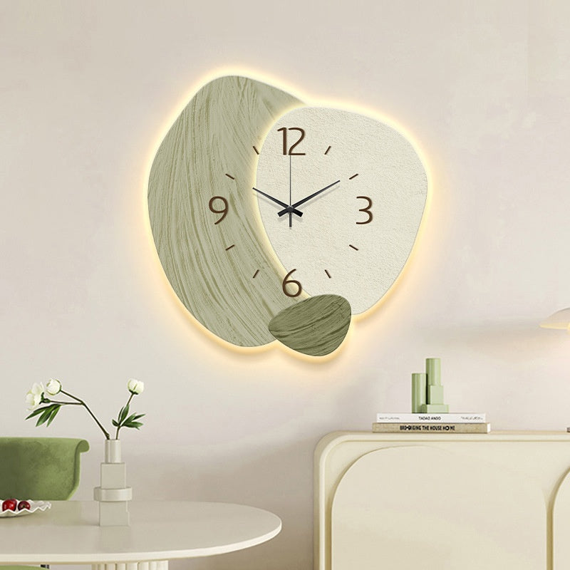 Cream Color Creative Living Room Wall Clock, Fashionable and Elegant Home Decor, No Drilling Required, Hanging Wall Clock