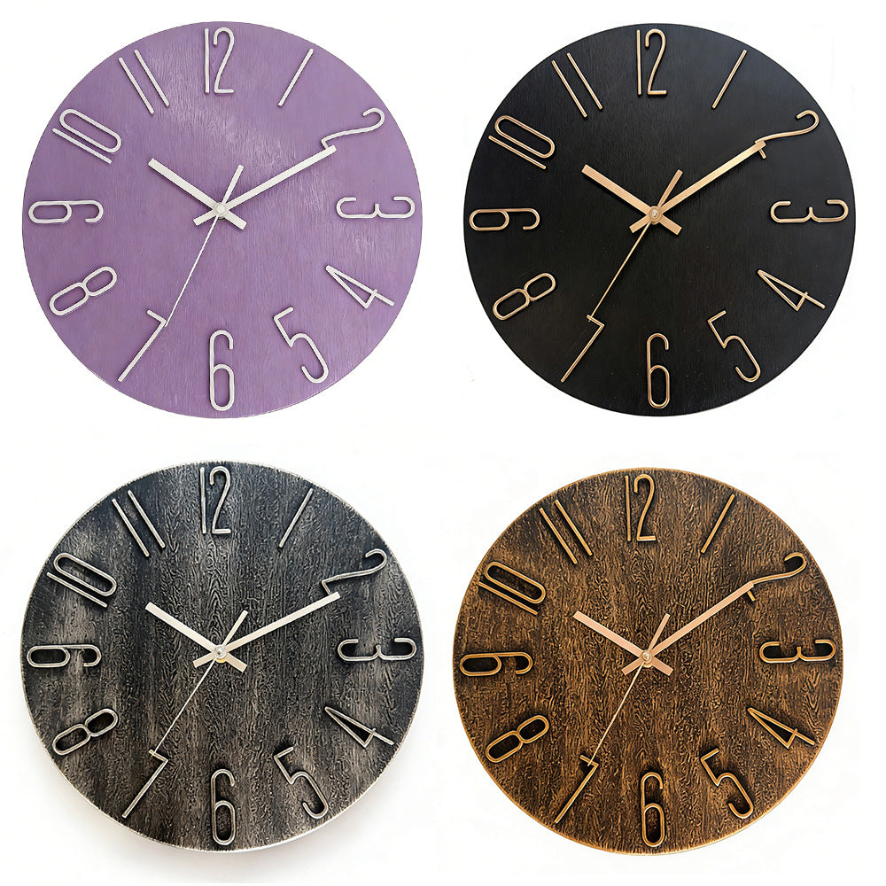 12 Inch 30CM Plastic Wall Clock Without Glass Luxury Decorative Spanish Style Wall Clock