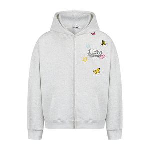Butterfly letter embroidered hooded sweatshirt