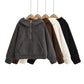 Half zip loose hooded sweatshirt