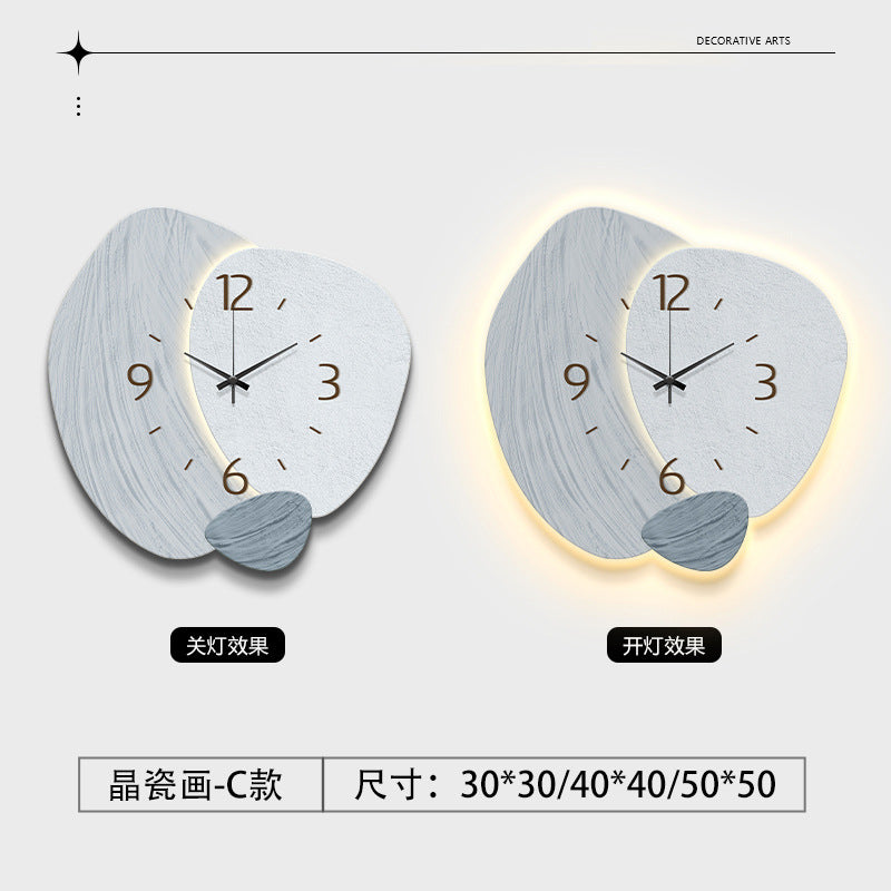 Cream Color Creative Living Room Wall Clock, Fashionable and Elegant Home Decor, No Drilling Required, Hanging Wall Clock