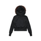 Retro spicy girl big fur collar hooded sweatshirt jacket