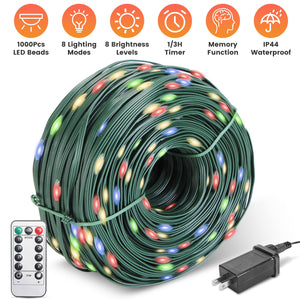 330FT String Lights Outdoor Christmas Decoration Lights With Remote IP44 Waterproof 8 Lighting Modes 8 Brightness Timer Plug In Fairy Light Xmas House Holiday Decor