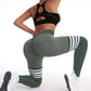 Tight fit high waisted sports and fitness pants women's yoga pants seamless striped peach yoga pants hip lifting pants yoga clothes