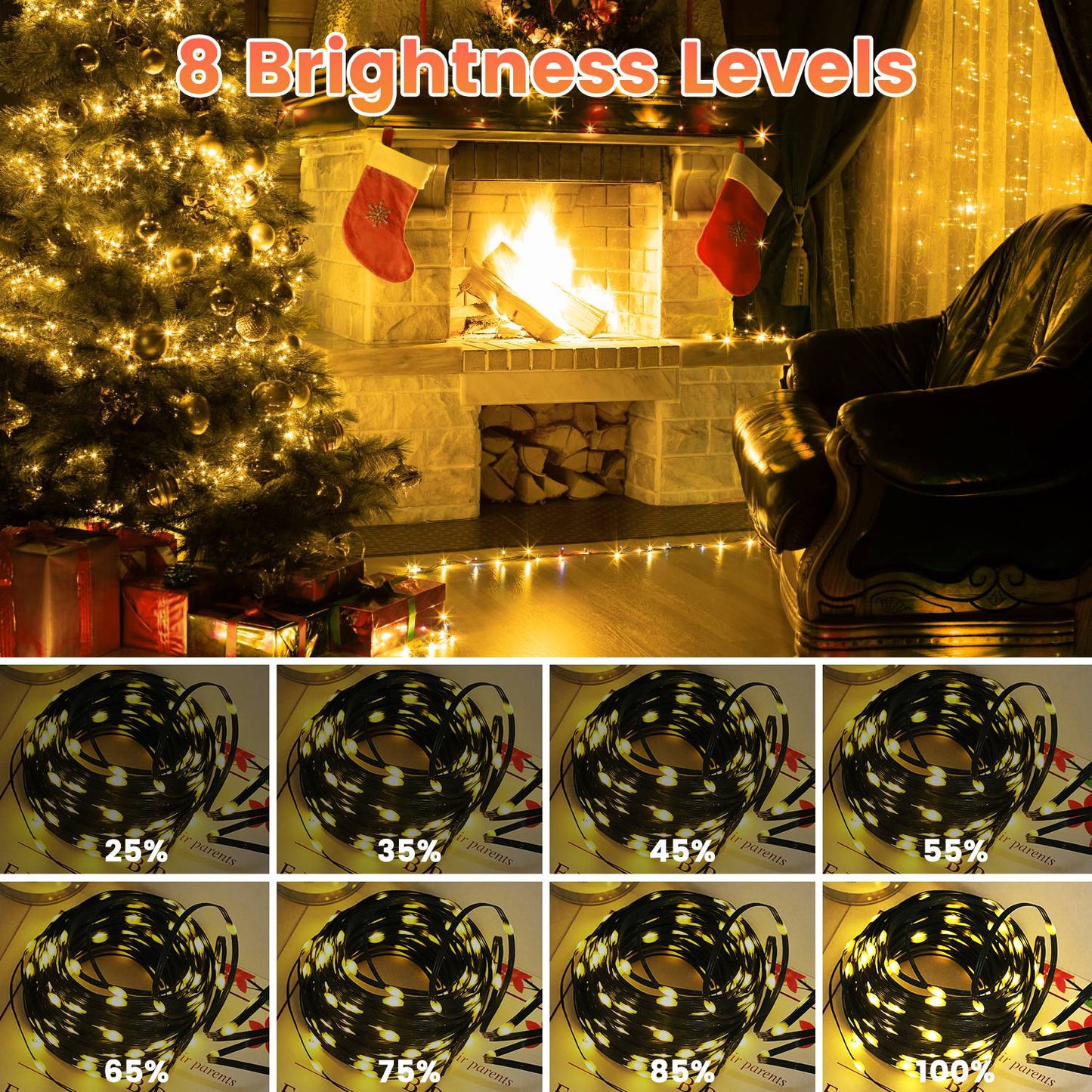 330FT String Lights Outdoor Christmas Decoration Lights With Remote IP44 Waterproof 8 Lighting Modes 8 Brightness Timer Plug In Fairy Light Xmas House Holiday Decor