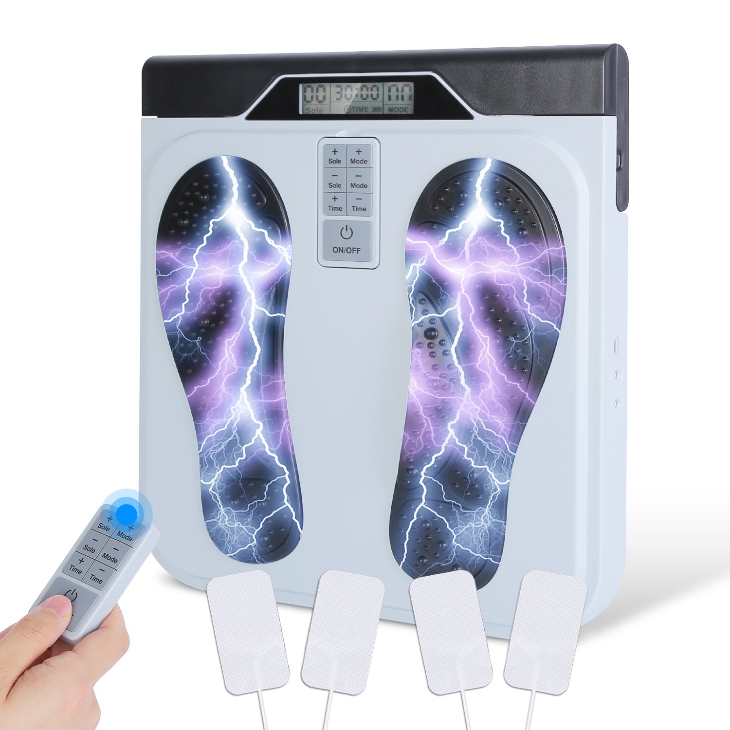 1Pc Rechargeable EMS Foot Massager For Neuropathy TENS Stimulator With 10Modes 50Intensities Remote Control For Muscle Relaxation Cramps Circulation Gift For Dad Mom