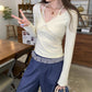Seductive Lace Spliced Strapless Long Sleeve T-Shirt for Women