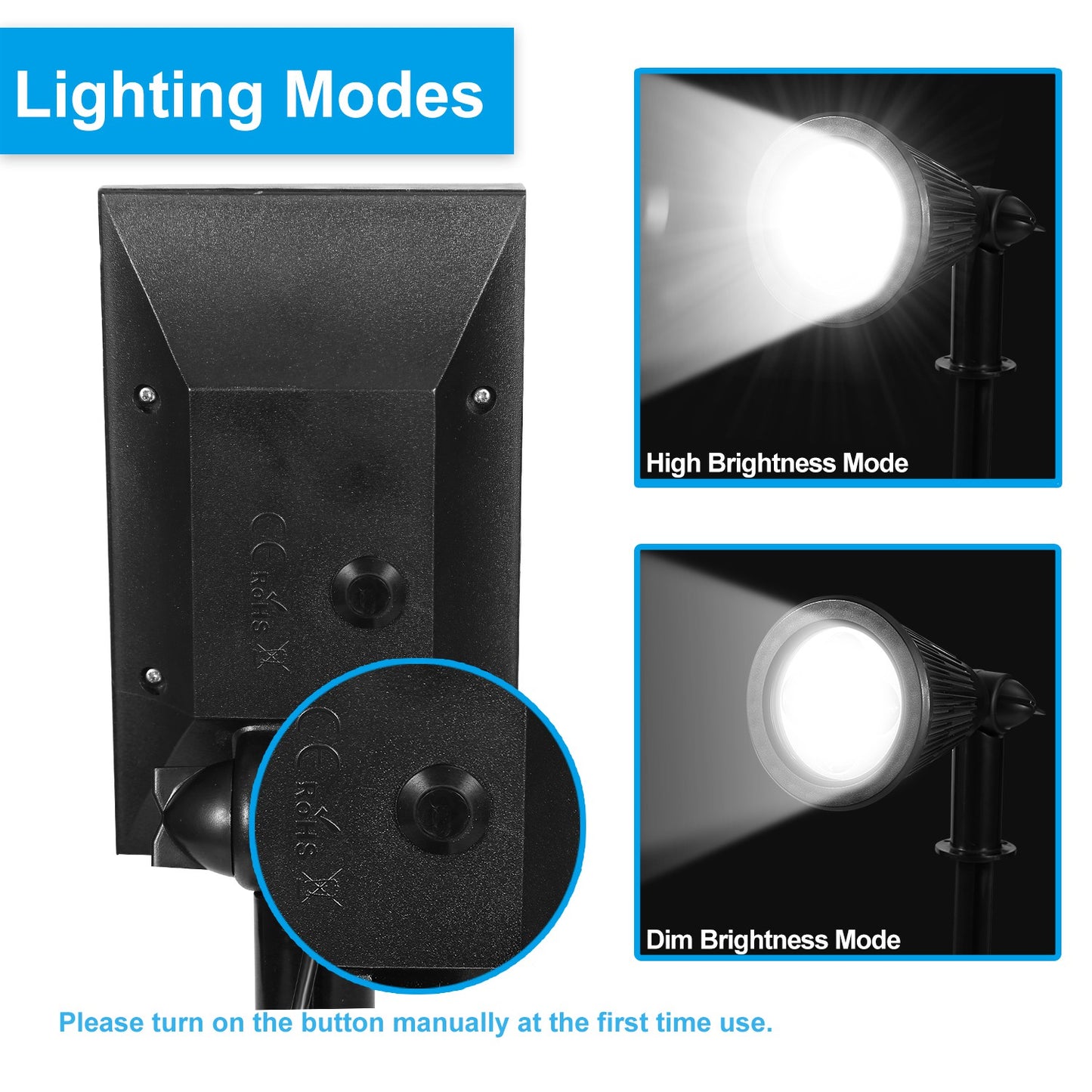 1Pc Solar Powered Spotlight Outdoor Dusk To Dawn Light IP65 Waterproof For Wall Path Lawn Garden Lamp Waterproof