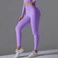Seamless Solid Peach Sports Trousers for Women - Tight Running Fitness Yoga Pants with High Waist and Butt-Lifting Design
