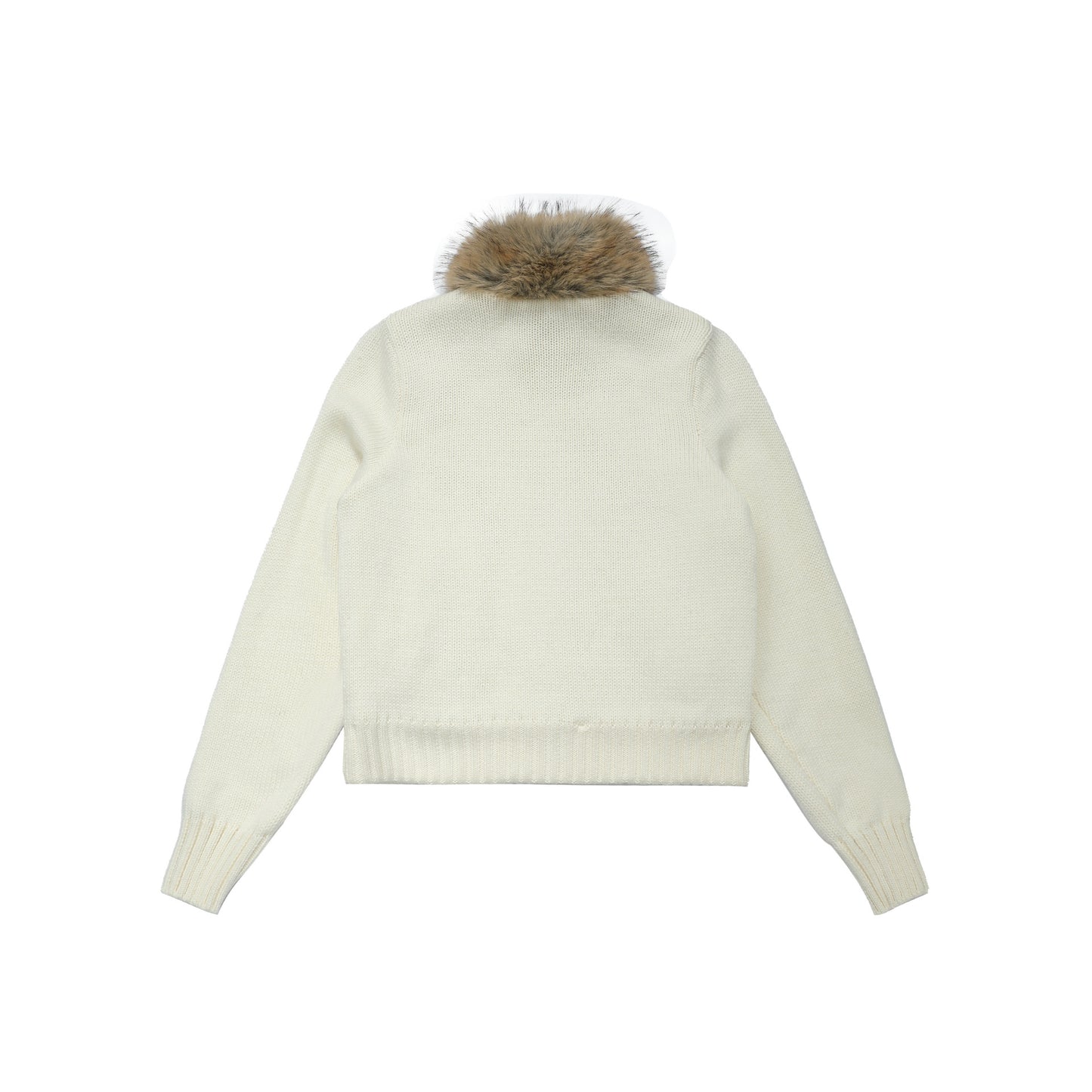 Retro warm fur collar knitted jacket for women
