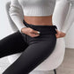 Pure Color Fleece Drawstring Slim Warm High-Waist Outerwear Leggings