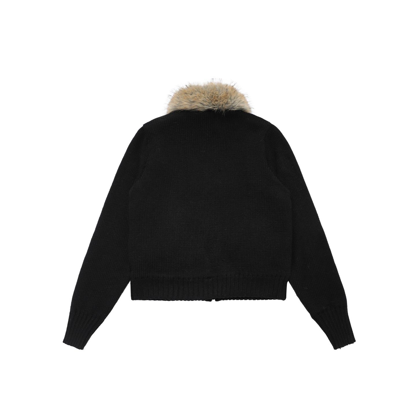 Retro warm fur collar knitted jacket for women
