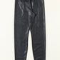 Navy Blue Crossed Dip Waist Sleek Leather Leggings
