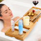 1Pc Bathtub Caddy Tray Crafted Bamboo Bath Tray Table Extendable Reading Rack Tablet Phone Holder Wine Glass Holder Shelf Desk Bathroom Spa