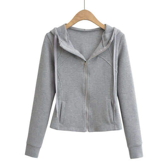 Waist hugging hooded slim fit hoodie