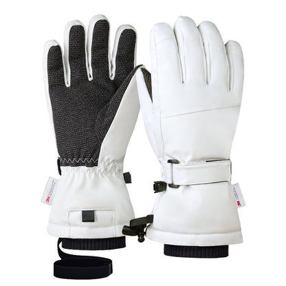 Ski Gloves with Built-in Wrist Guards, Waterproof for Ski/Snowboard Carving, Professional 3M Fleece-Lined Thickened Gloves