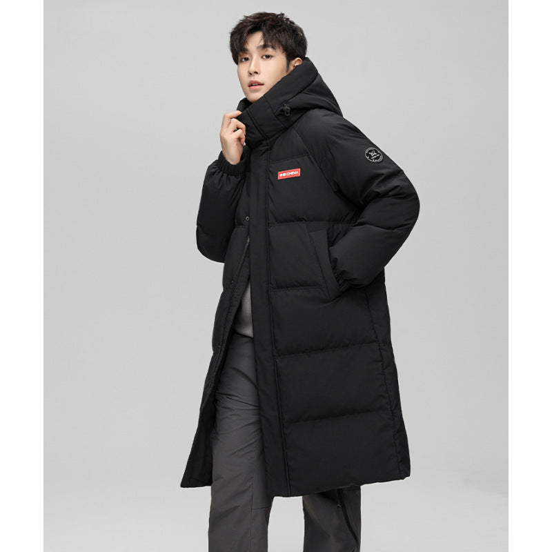 Over-the-Knee Hooded Mid-Length Cotton Coat for Men and Women, Loose, Thick, Warm, Couple's Cotton Jacket Outerwear