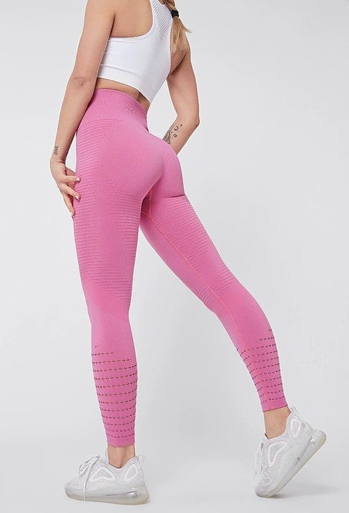 High Waist Slimming Peach Bottom Hollow Out Women's Yoga Pants Set
