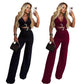 Fashion Women's V-Neck Decorative Button Waist Belt Top and Long Pants Set