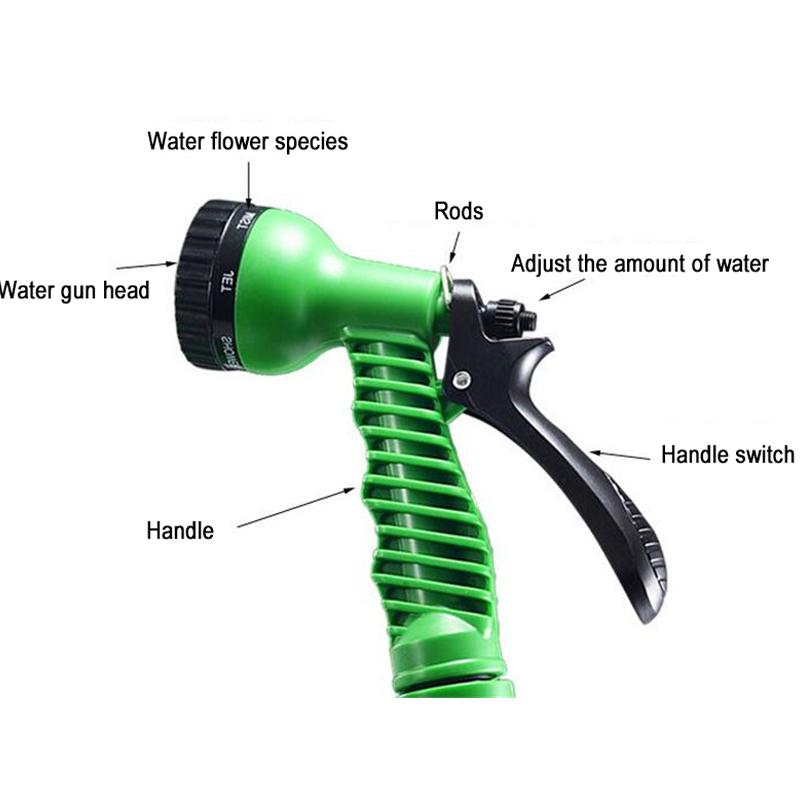 25FT Car Wash Water Gun Magic Flexible Garden Hose Expandable High Pressure Spray Gun With Pipe 7 Modes To Watering