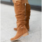 Low heeled side zipper oversized suede high top women's boots
