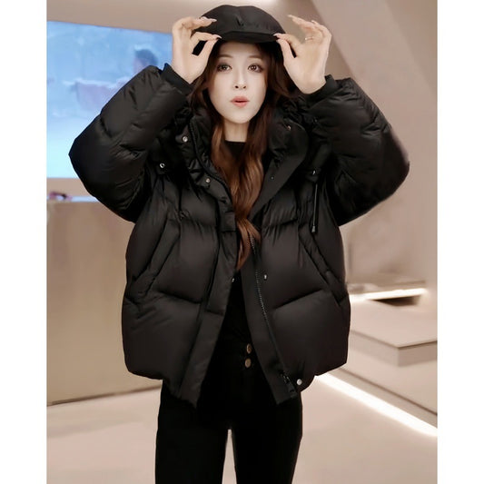 Short Winter Fashion Warm Casual Cotton Coat for Women, Thick Padded Bomber Style Loose Jacket