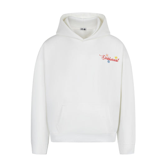 Vine flower embroidered hooded sweatshirt