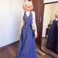 Vintage Plaid Halter Neck Dress for Women Summer Chic Vacation Style Fitted Slimming Elegant Strap Long Dress