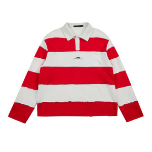 Casual Printed Long Sleeve Polo Collar Hoodie with Patchwork Design