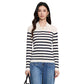 Color blocked striped polo collar lapel top for women