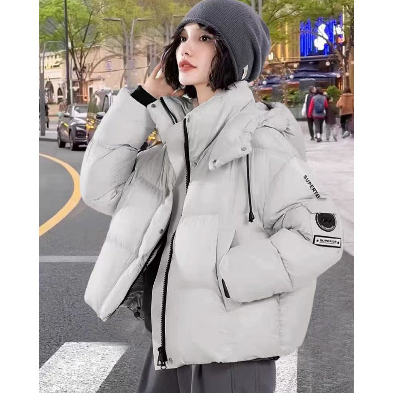 Short Winter Fashion Warm Casual Cotton Coat for Women, Thick Padded Bomber Style Loose Jacket