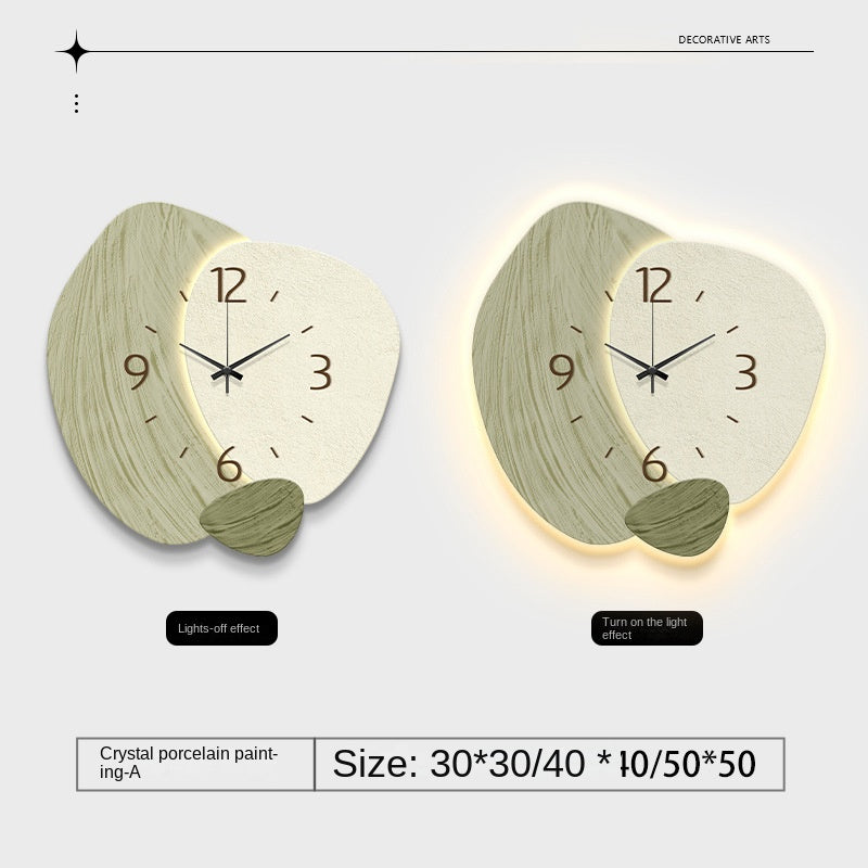 Cream Color Creative Living Room Wall Clock, Fashionable and Elegant Home Decor, No Drilling Required, Hanging Wall Clock