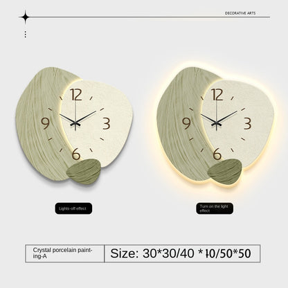 Cream Color Creative Living Room Wall Clock, Fashionable and Elegant Home Decor, No Drilling Required, Hanging Wall Clock