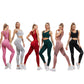 High Waist Slimming Peach Bottom Hollow Out Women's Yoga Pants Set