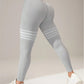 Tight fit high waisted sports and fitness pants women's yoga pants seamless striped peach yoga pants hip lifting pants yoga clothes
