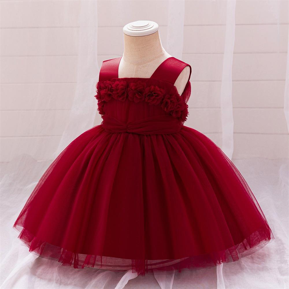 Fairy Tale Style Lace Sleeveless Floral Applique Puffy Dress