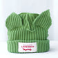 Double-layer thickened pig ear wool hat autumn and winter warm solid color knitted hat