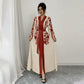 Clothing  V-neck Long Sleeve Printed Flared Dress with Tie Waist Long Cardigan Style Women's Dress