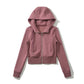 Drawstring hooded long sleeved jacket sweatshirt