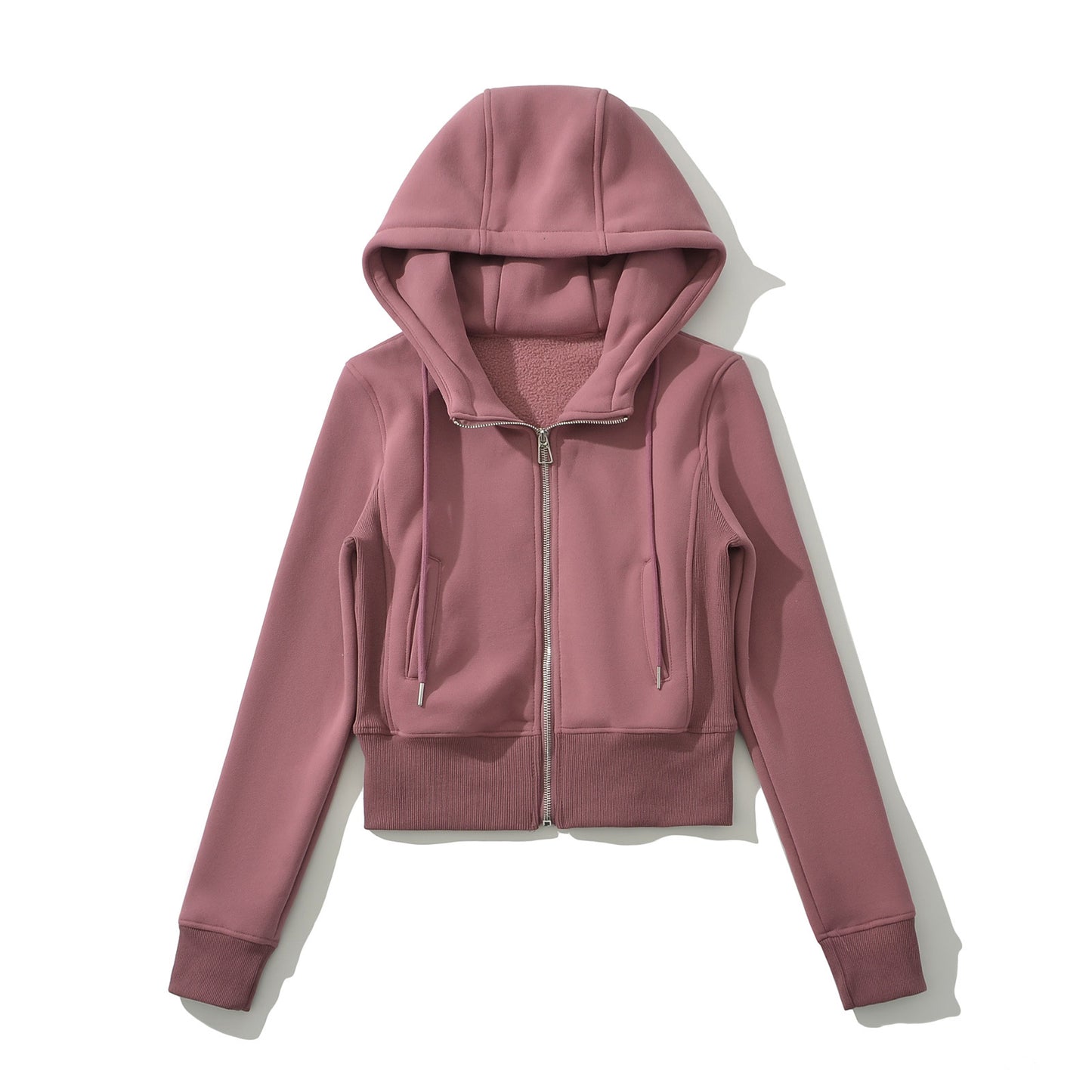 Drawstring hooded long sleeved jacket sweatshirt