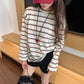 Design Sense Color-Blocking Stripe Round Neck Long Sleeve T-Shirt